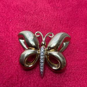 14K Yellow Gold Diamond Butterfly Pendant